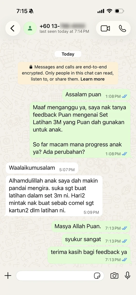 Testimoni WhatsApp daripada ibu bapa